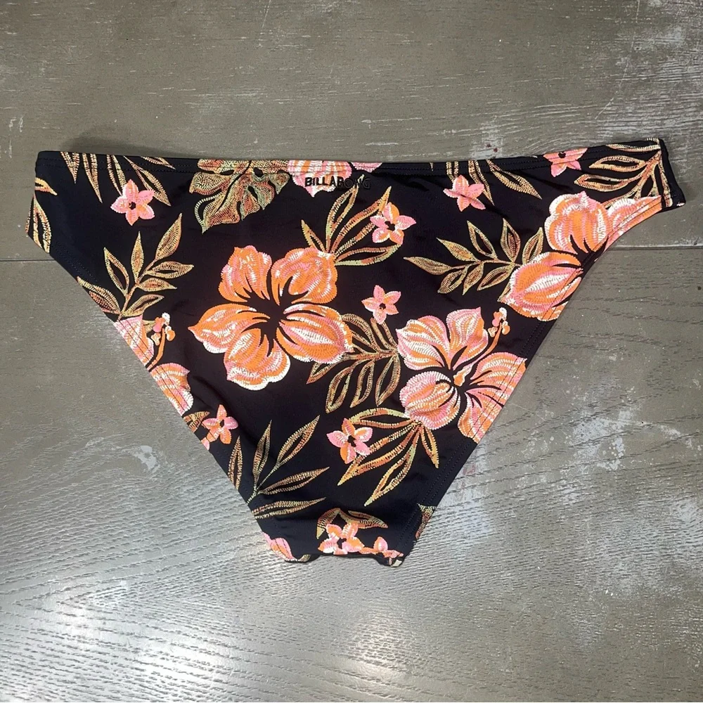 Billabong Low Rider Hooked Tropics Floral Bikini Bottom Black Brown large NWT - Picture 4 of 5